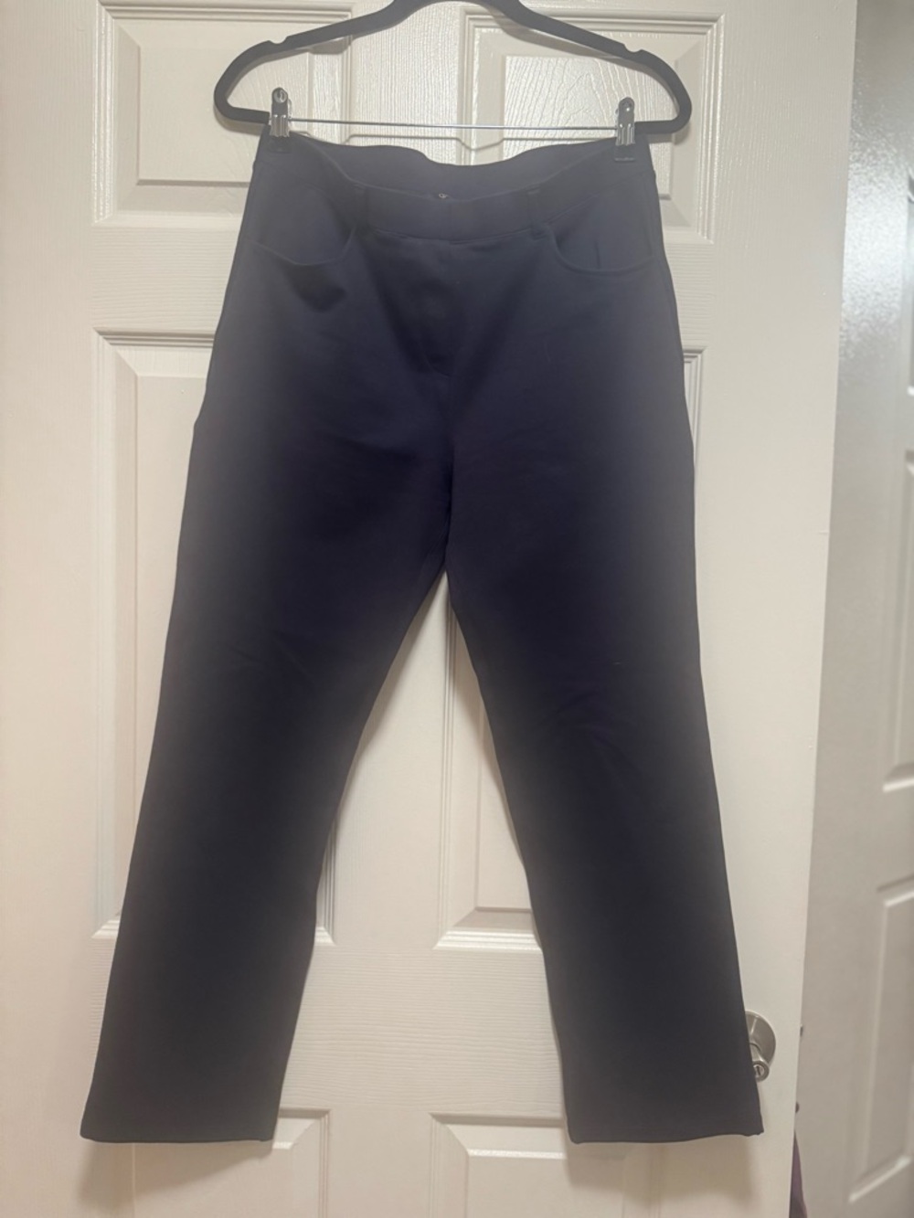 Quince Navy Ultra-Stretch Straight-Leg Ponte Pants - Picture 6 of 15